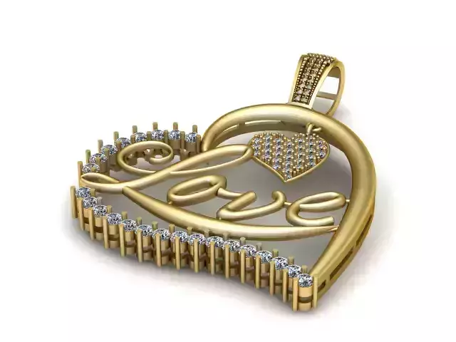 Love Heart Diamond Pendant  3D Printable Model