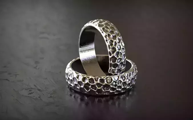 Honeycomb Hammered Texture Ring