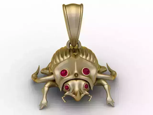 Golden Beetle Gemstone Pendant  3D Printable Model