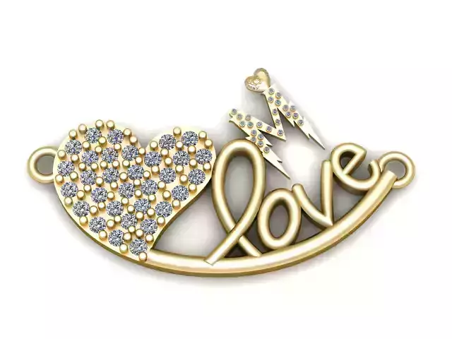 M Love Heart Pendant  3D Printable Model