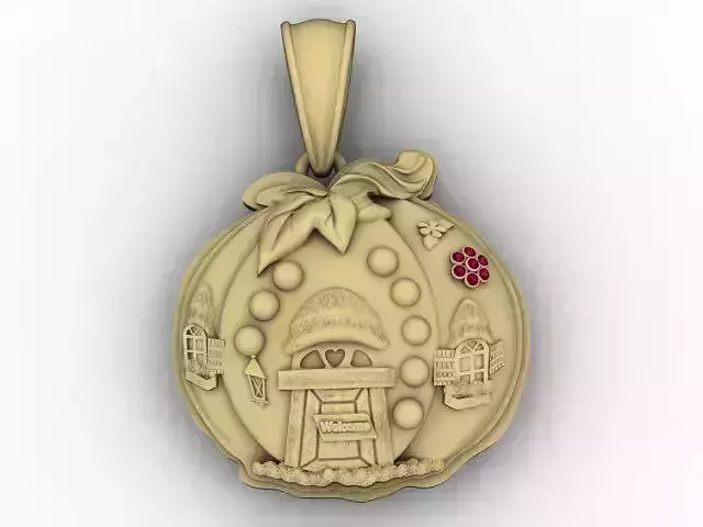 Fantasy Pumpkin Cottage Pendant  3D Printable  Model
