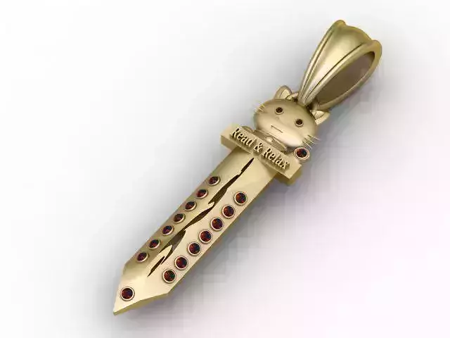 Cute Cat Sword Pendant 3d Printable Model