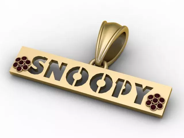 Custom SNOOPY Style Bar Pendant 3D Printable Jewelry Model 3D print model