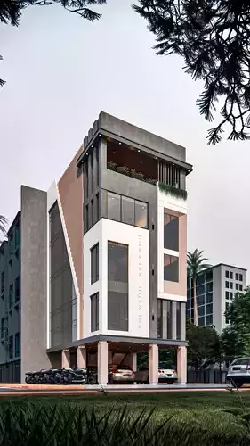 Modern Commercial Office Building 3D model 7