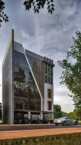 Modern Commercial Office Building 3D model 2