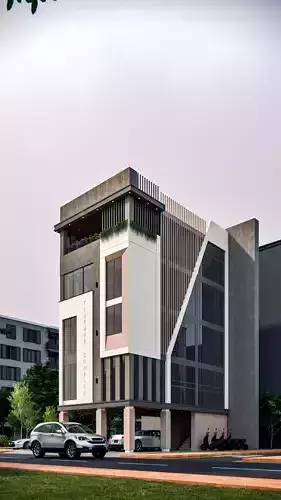 Modern Commercial Office Building 3D model 6