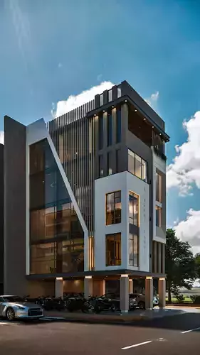 Modern Commercial Office Building 3D model 4