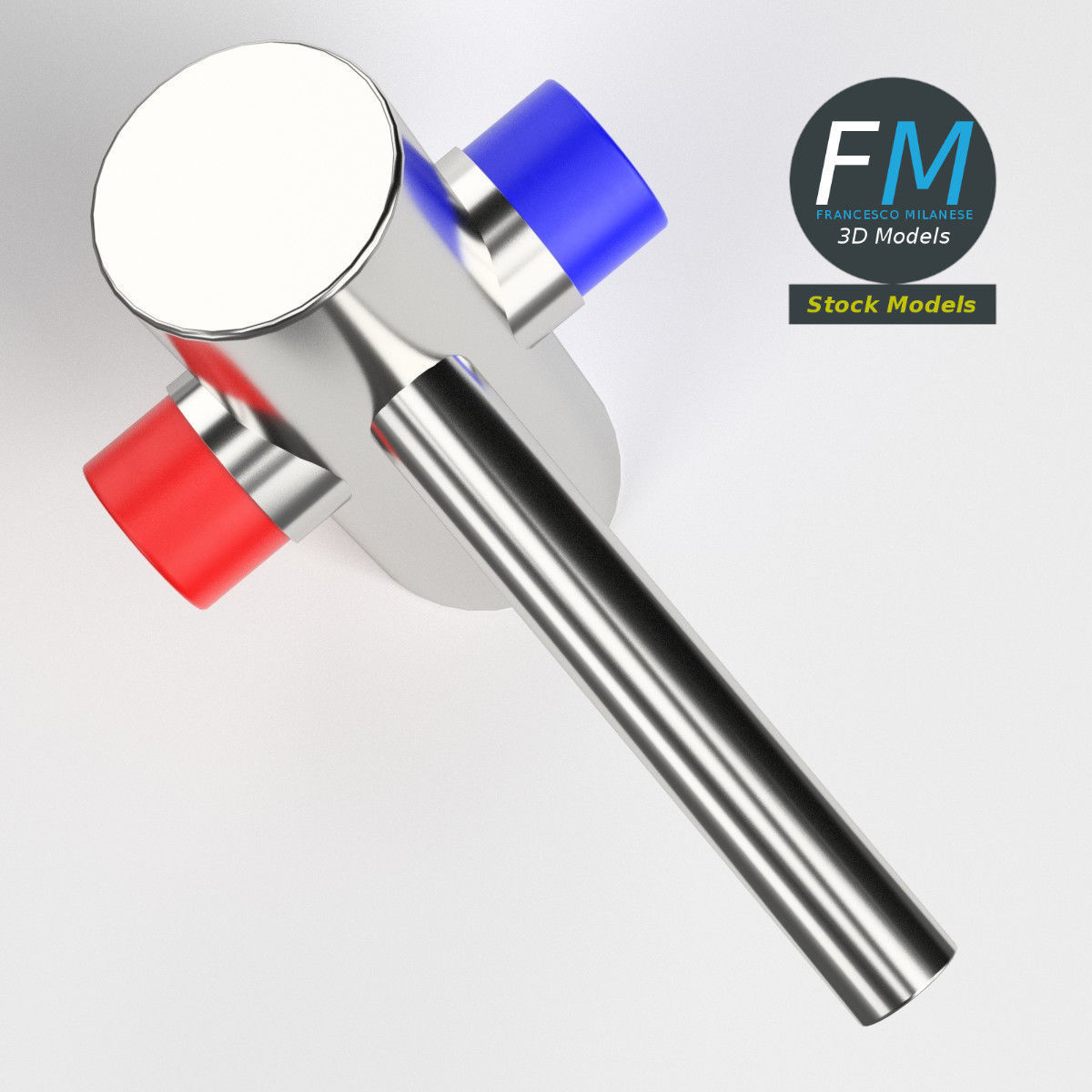 Self closing wash basin faucet Low-poly 3D model_6