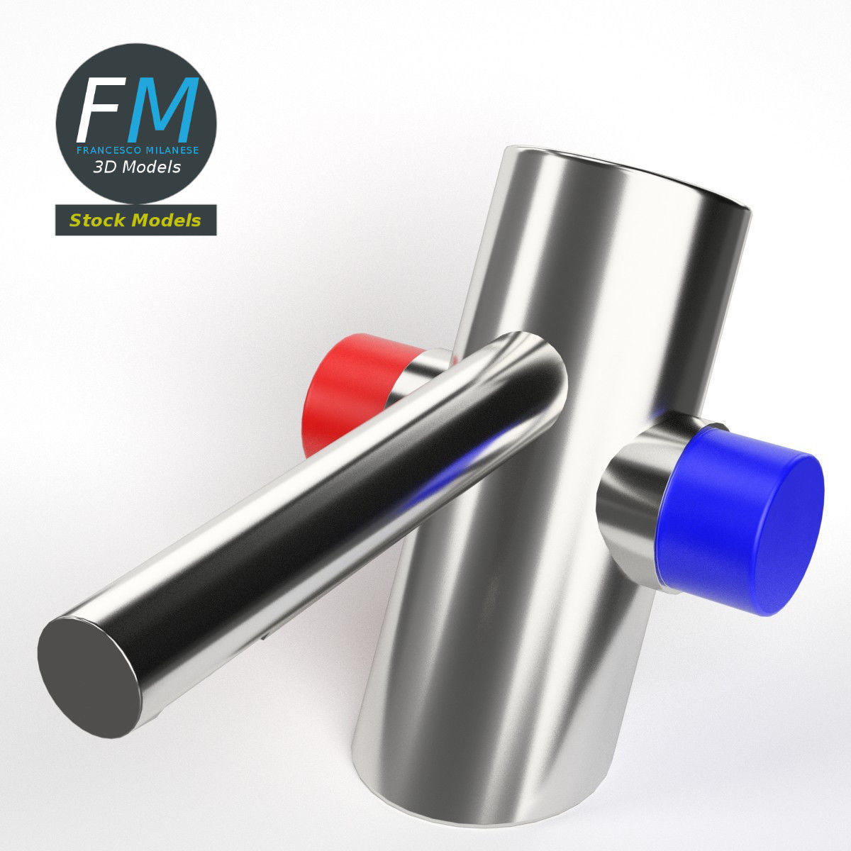 Self closing wash basin faucet Low-poly 3D model_2