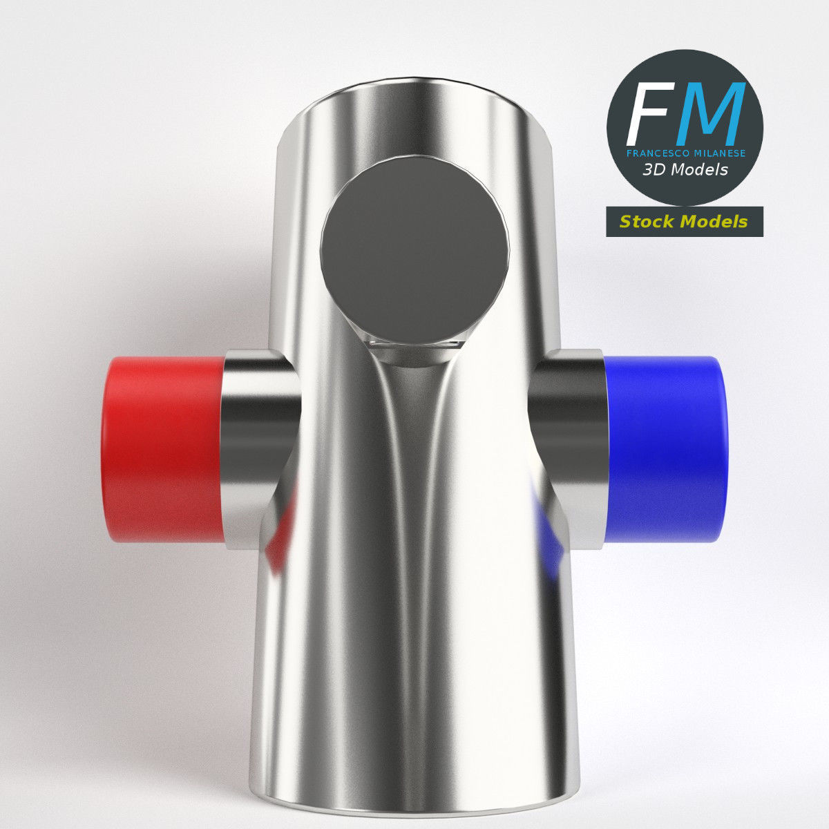 Self closing wash basin faucet Low-poly 3D model_3