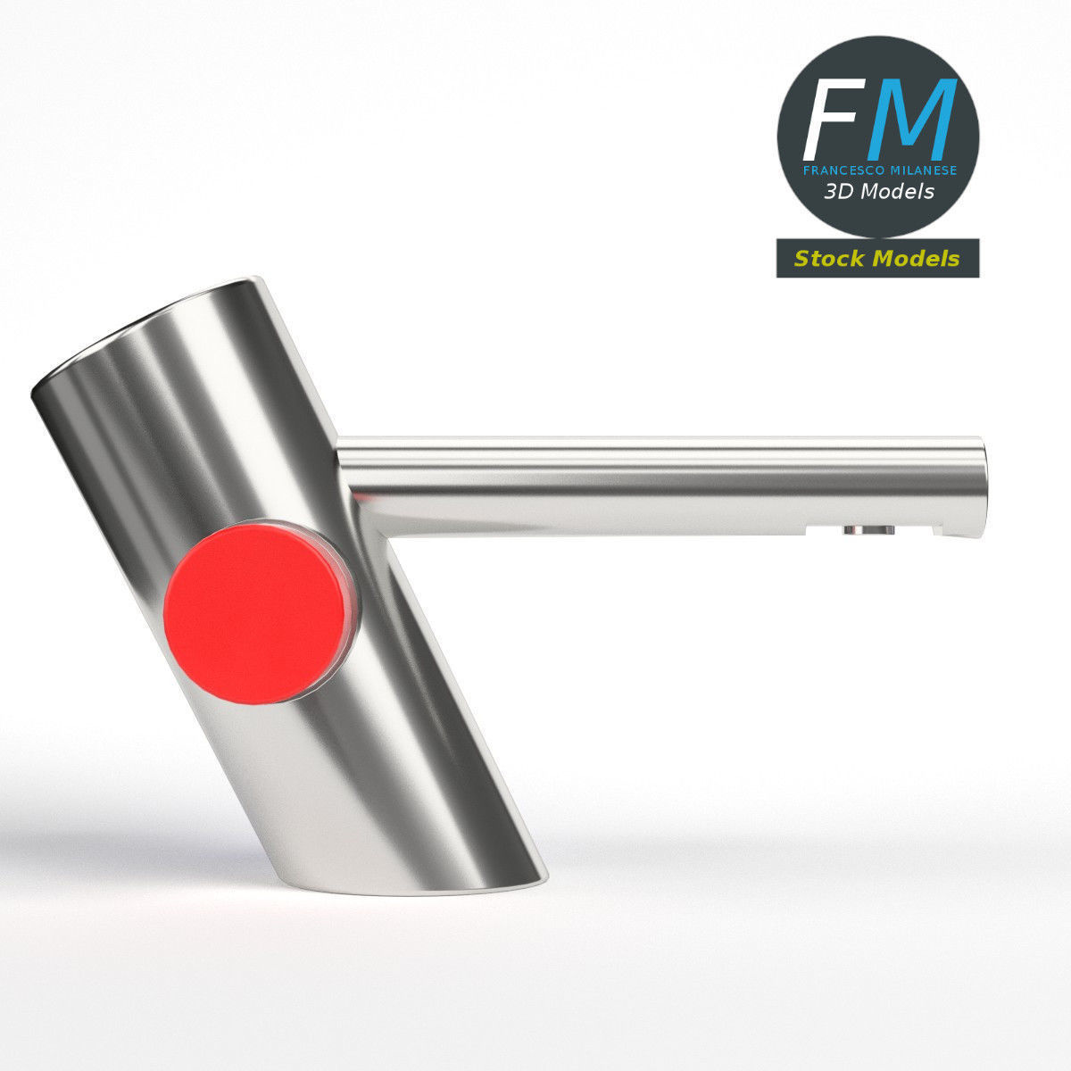 Self closing wash basin faucet Low-poly 3D model_4