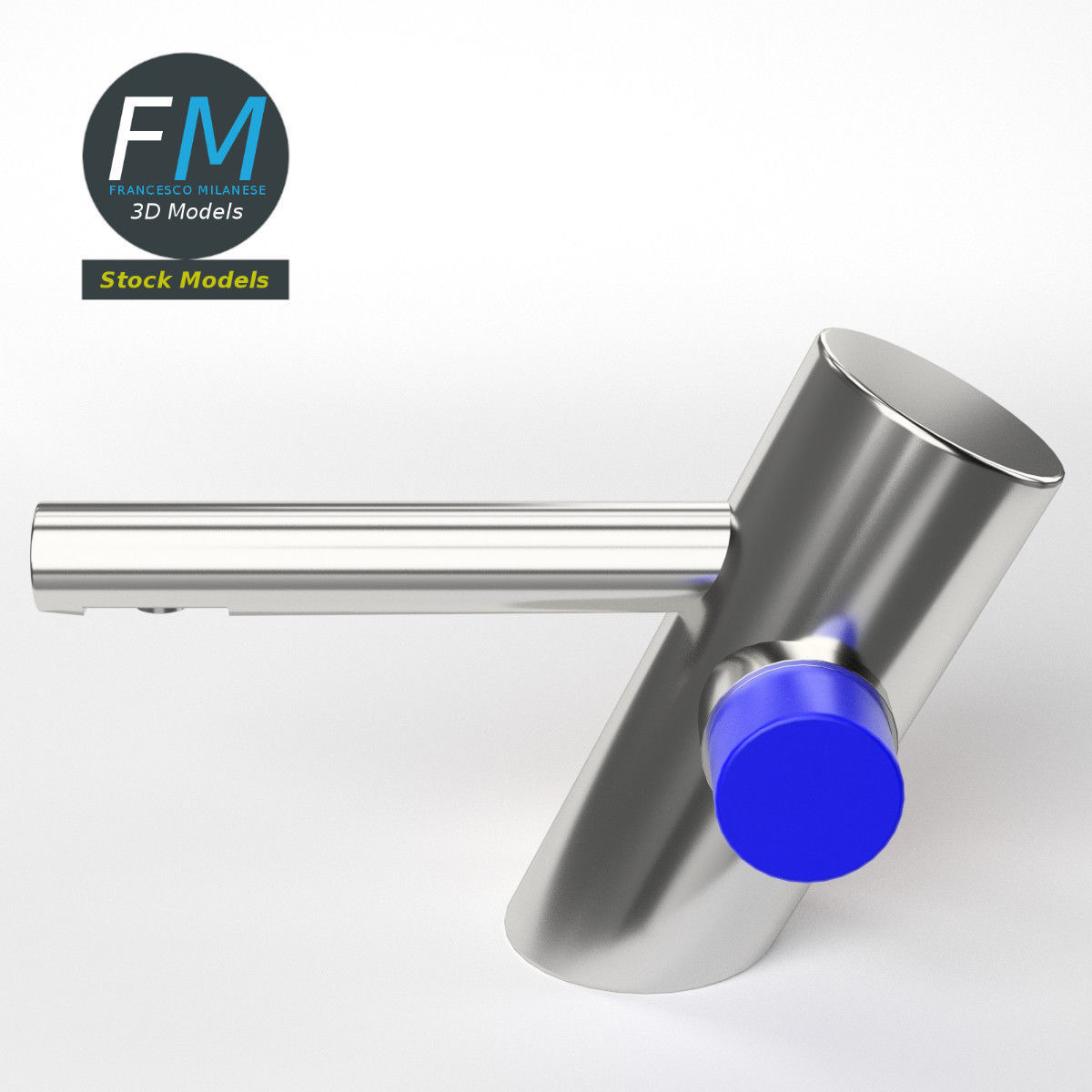 Self closing wash basin faucet Low-poly 3D model_5