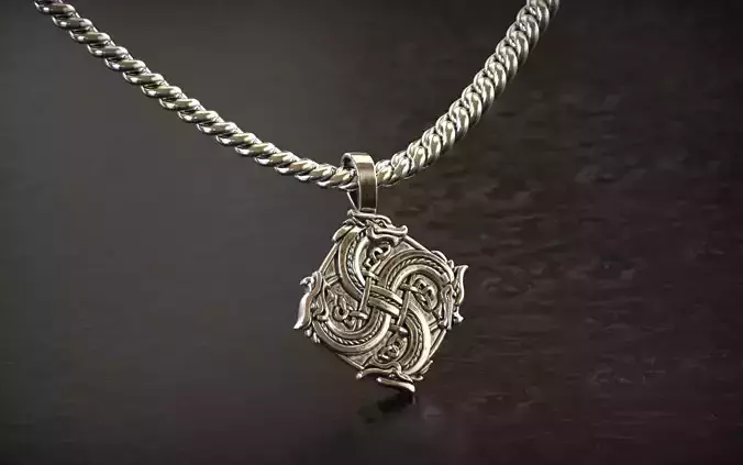 Viking Dragon Knotwork Pendant