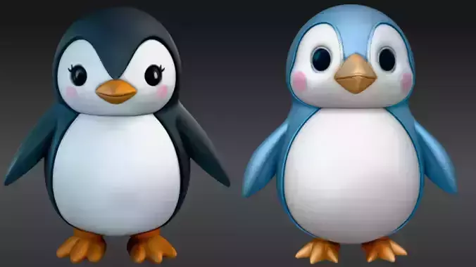 Penguin Toy  Articulated 3D Print Model Two Model Pack