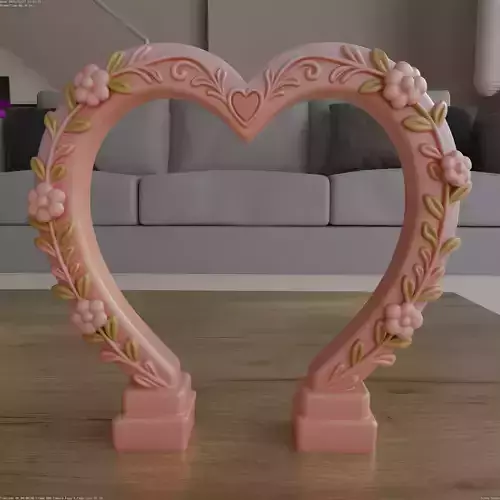 Romantic Floral Heart Arch STL Decor