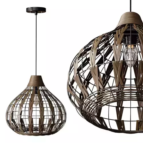 Retro Coffee Bamboo Rattan Pendant Light