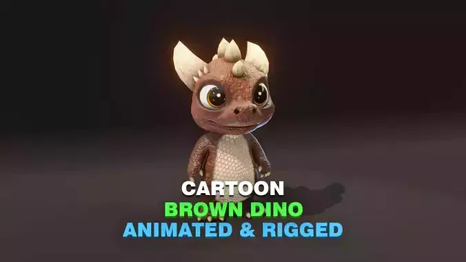 Cartoon Brown Dinosaur 3D Model Animated Character