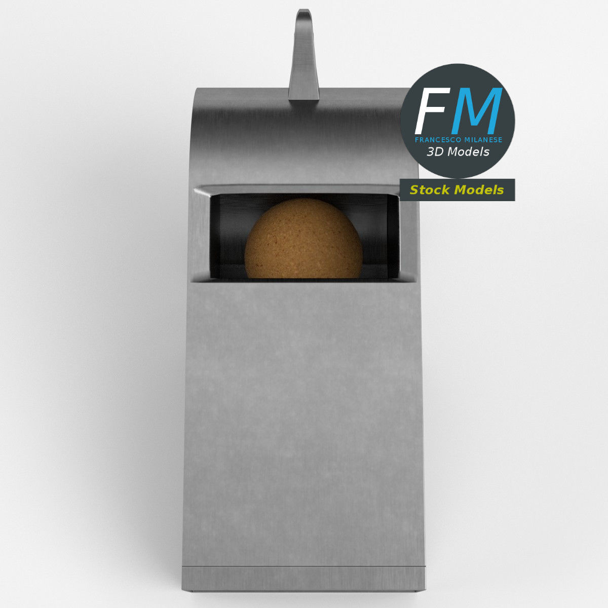 Whistle metal trash can with ball in it 3D model_4