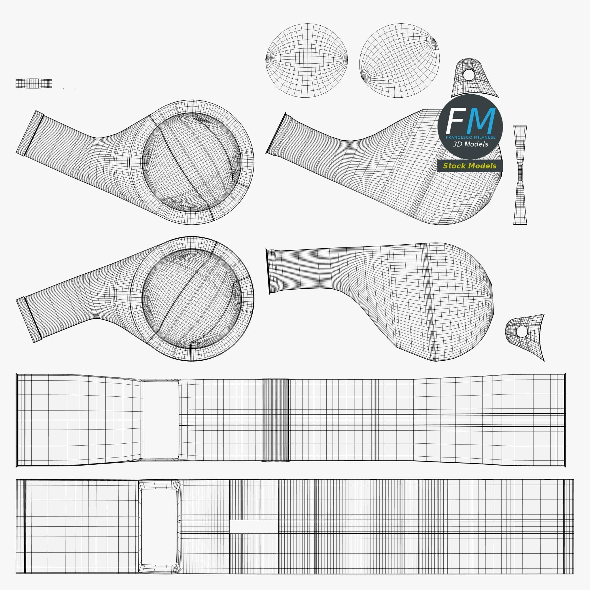 Whistle metal trash can with ball in it 3D model_11