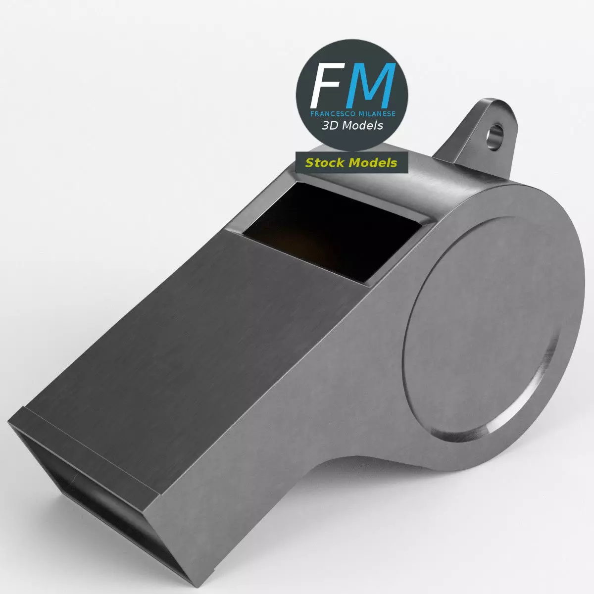 Whistle metal trash can with ball in it 3D model_0