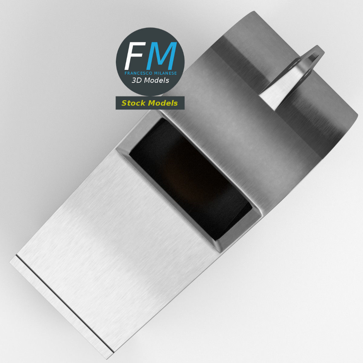 Whistle metal trash can with ball in it 3D model_6