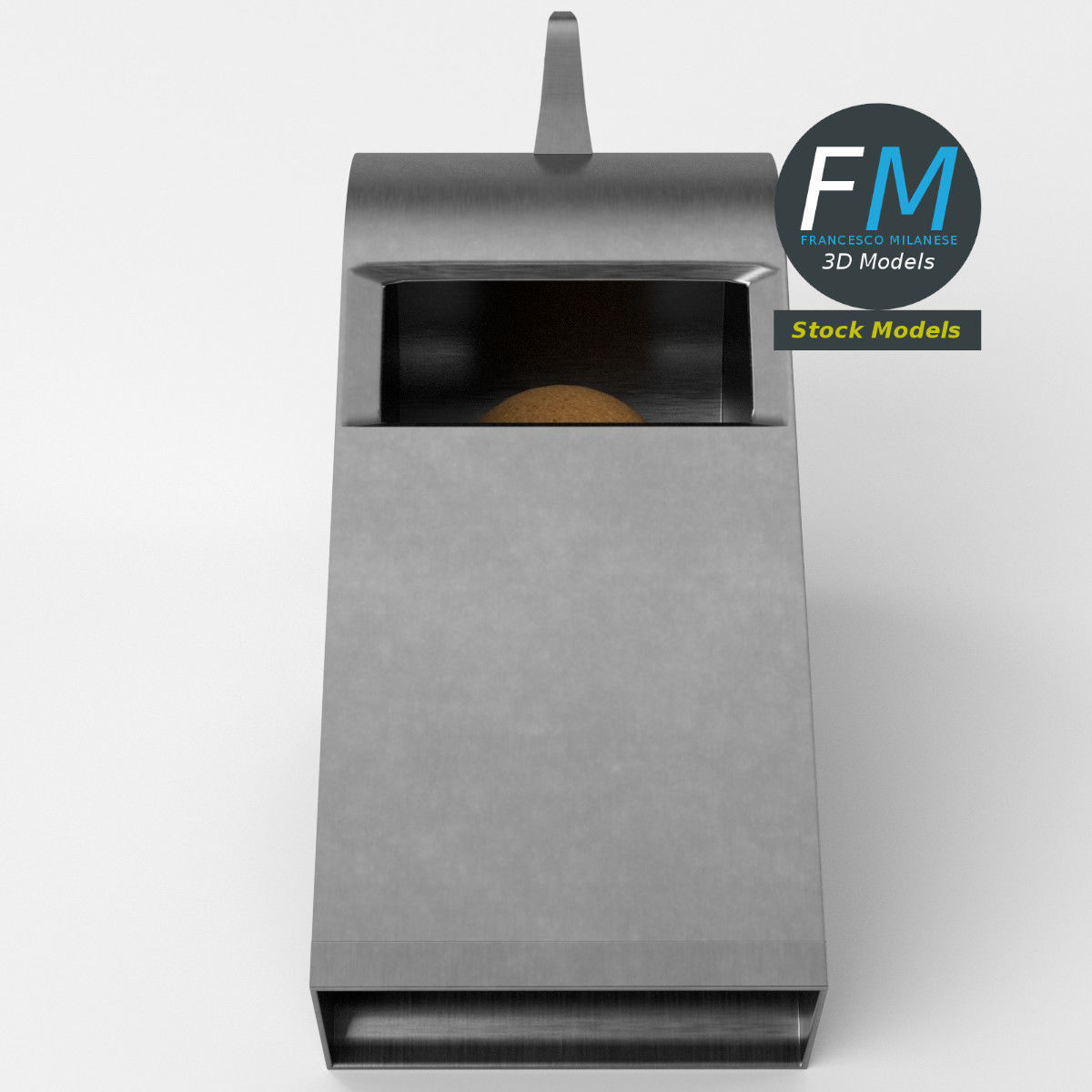 Whistle metal trash can with ball in it 3D model_5