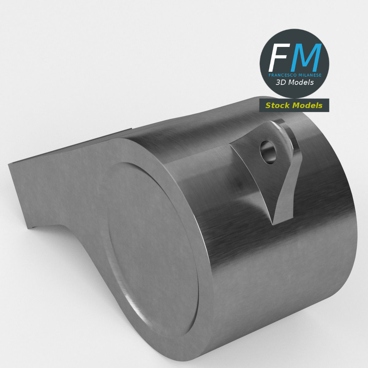 Whistle metal trash can with ball in it 3D model_2