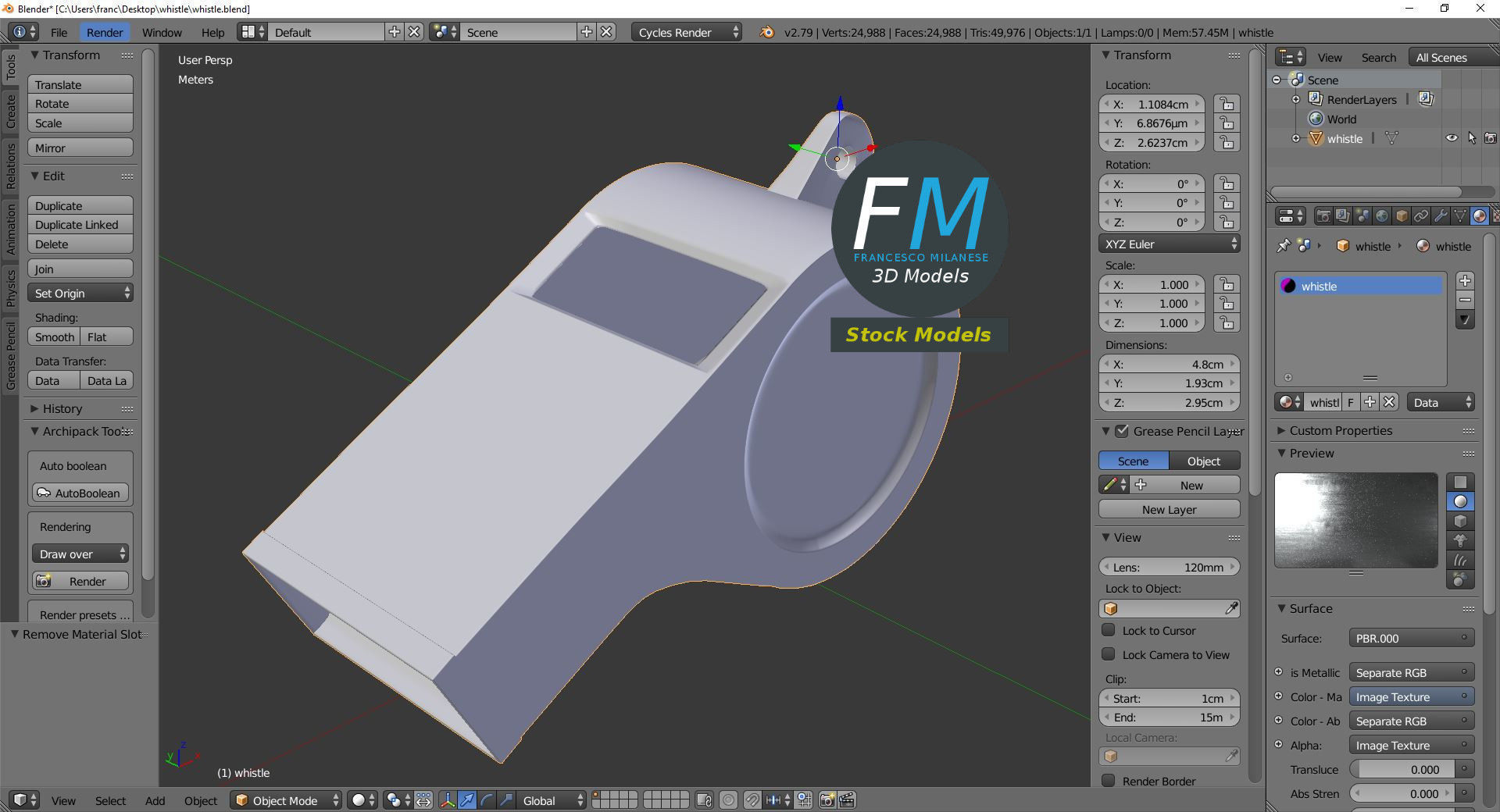 Whistle metal trash can with ball in it 3D model_9