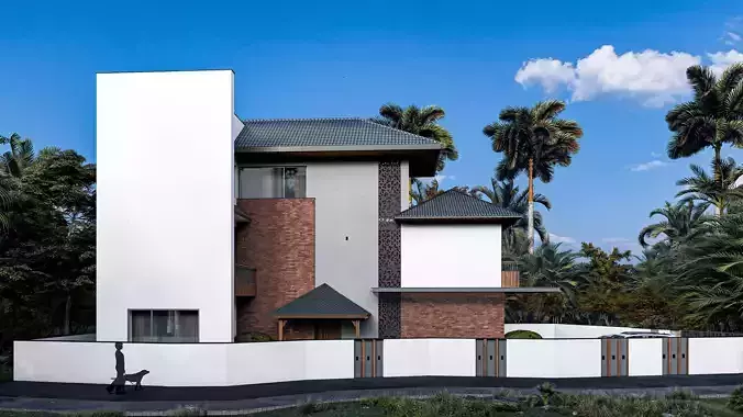 Modern Tropical Villa 3D model 2