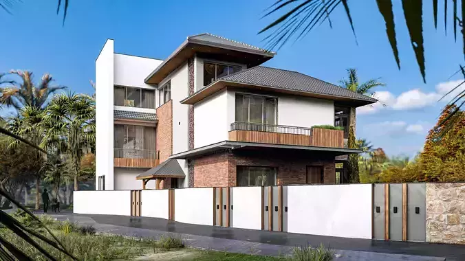 Modern Tropical Villa 3D model 6