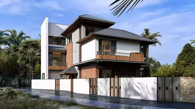 Modern Tropical Villa 3D model 3