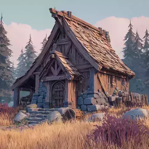 Stylized Nordic Architecture Set 14 3D model 5
