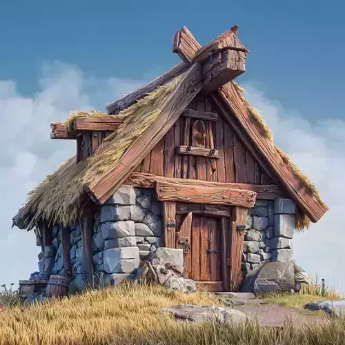 Stylized Nordic Architecture Set 14 3D model 4