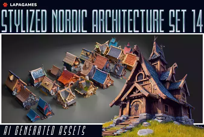 Stylized Nordic Architecture Set 14