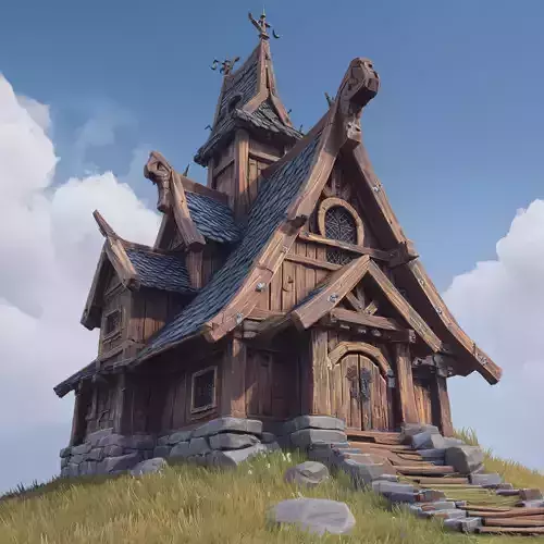 Stylized Nordic Architecture Set 14 3D model 6
