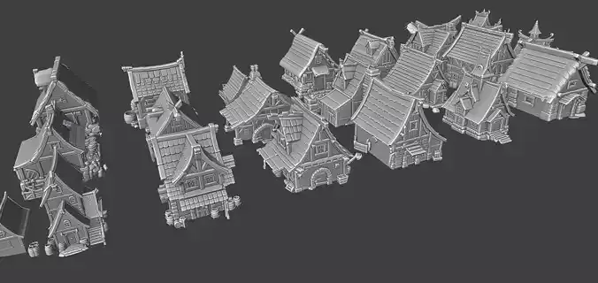 Stylized Nordic Architecture Set 14 3D model 7