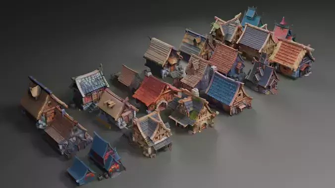 Stylized Nordic Architecture Set 14 3D model 2