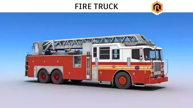 Fire Truck Low-poly 3D model