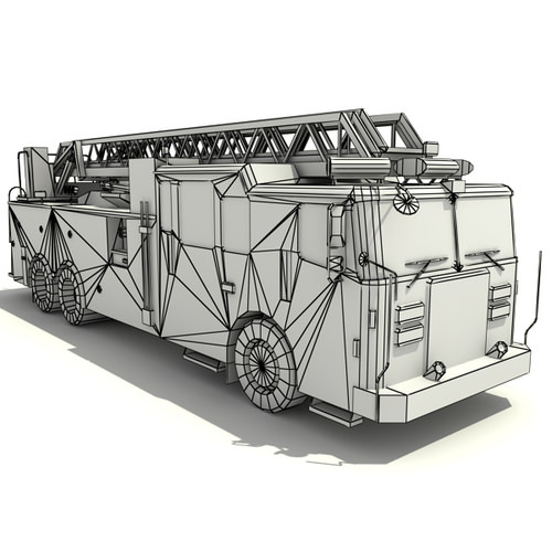 3D model Fire Truck Low-Poly VR / AR / low-poly rigged MAX OBJ 3DS FBX
