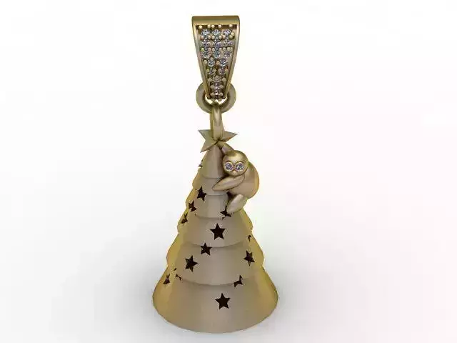 Starry Christmas Tree Monkey Pendant Jewelry STL