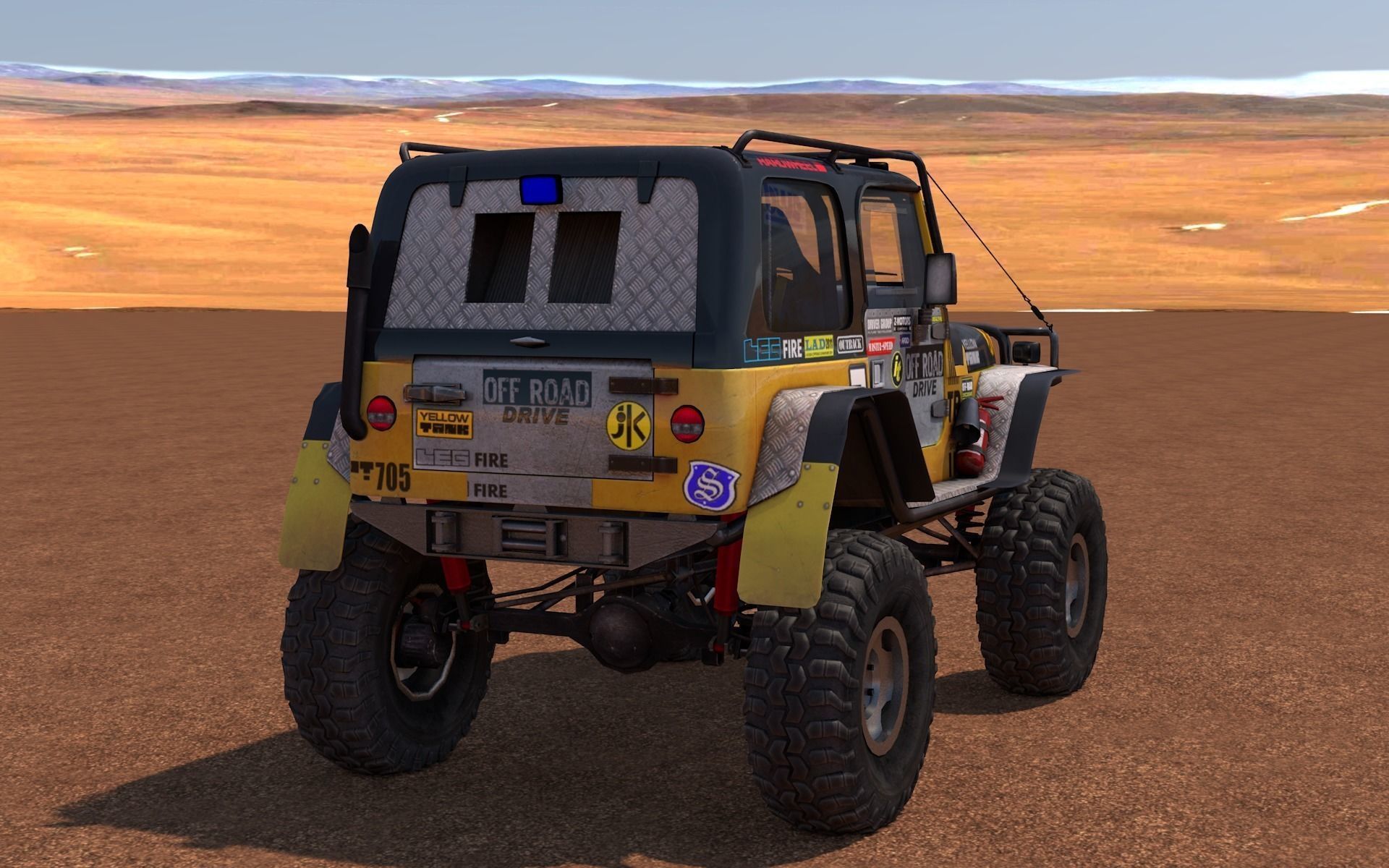 Jeep Wrangler Custom Off-Road Low-poly 3D model_3