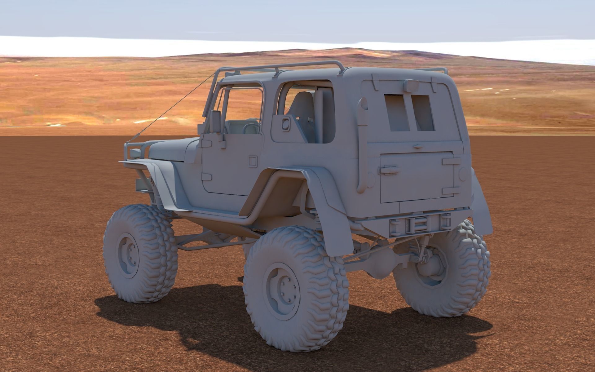 Jeep Wrangler Custom Off-Road Low-poly 3D model_9