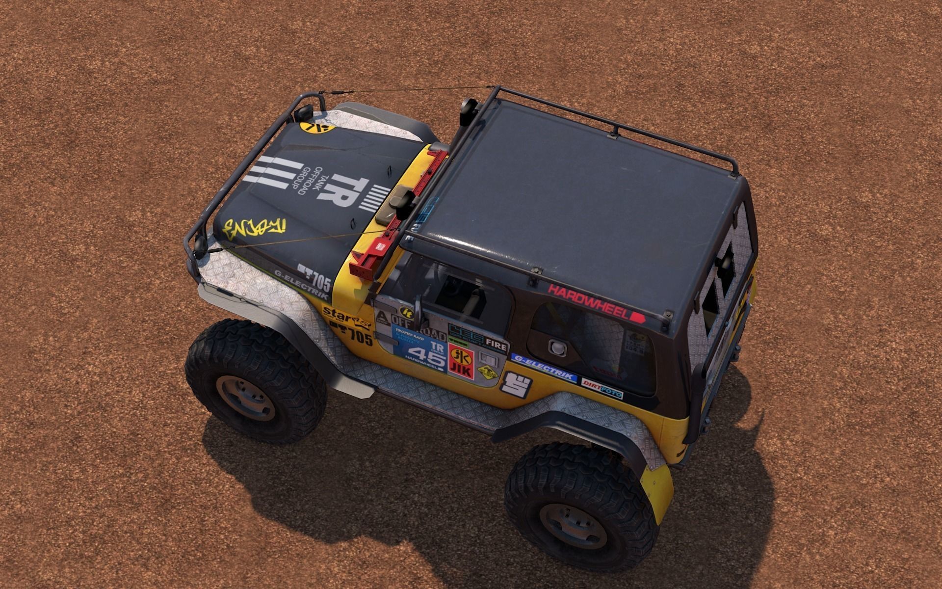 Jeep Wrangler Custom Off-Road Low-poly 3D model_6