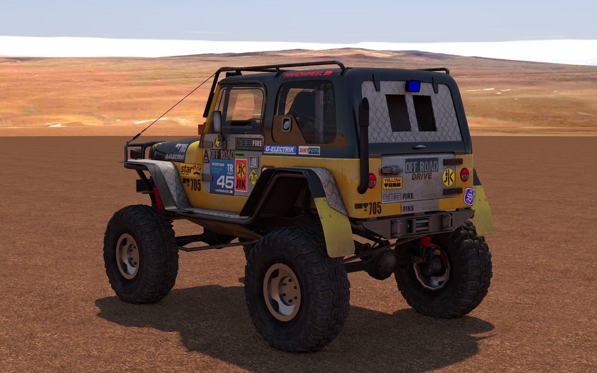 Jeep Wrangler Custom Off-Road Low-poly 3D model_2
