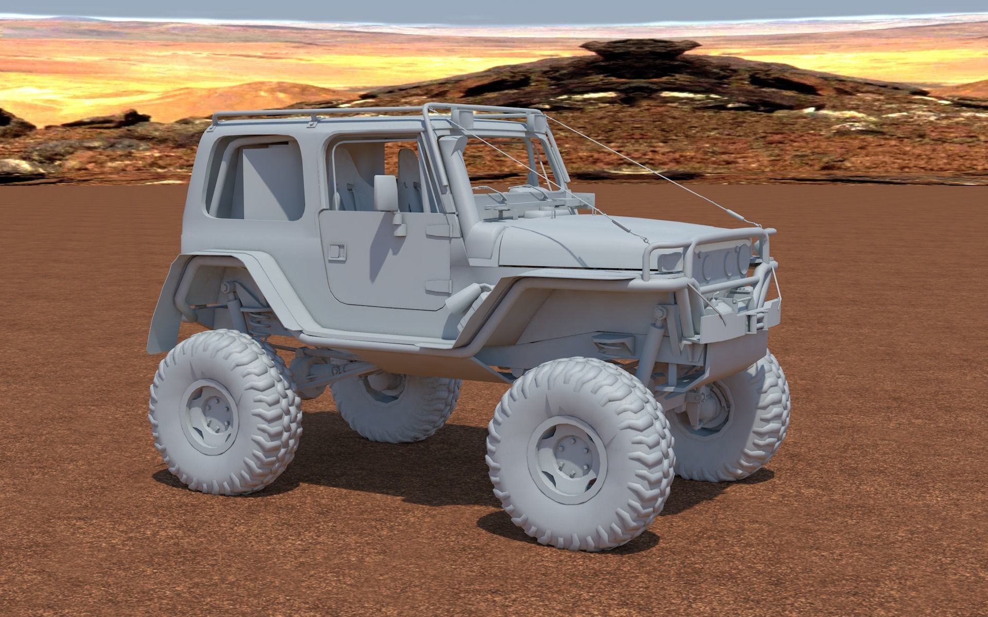 Jeep Wrangler Custom Off-Road Low-poly 3D model_8