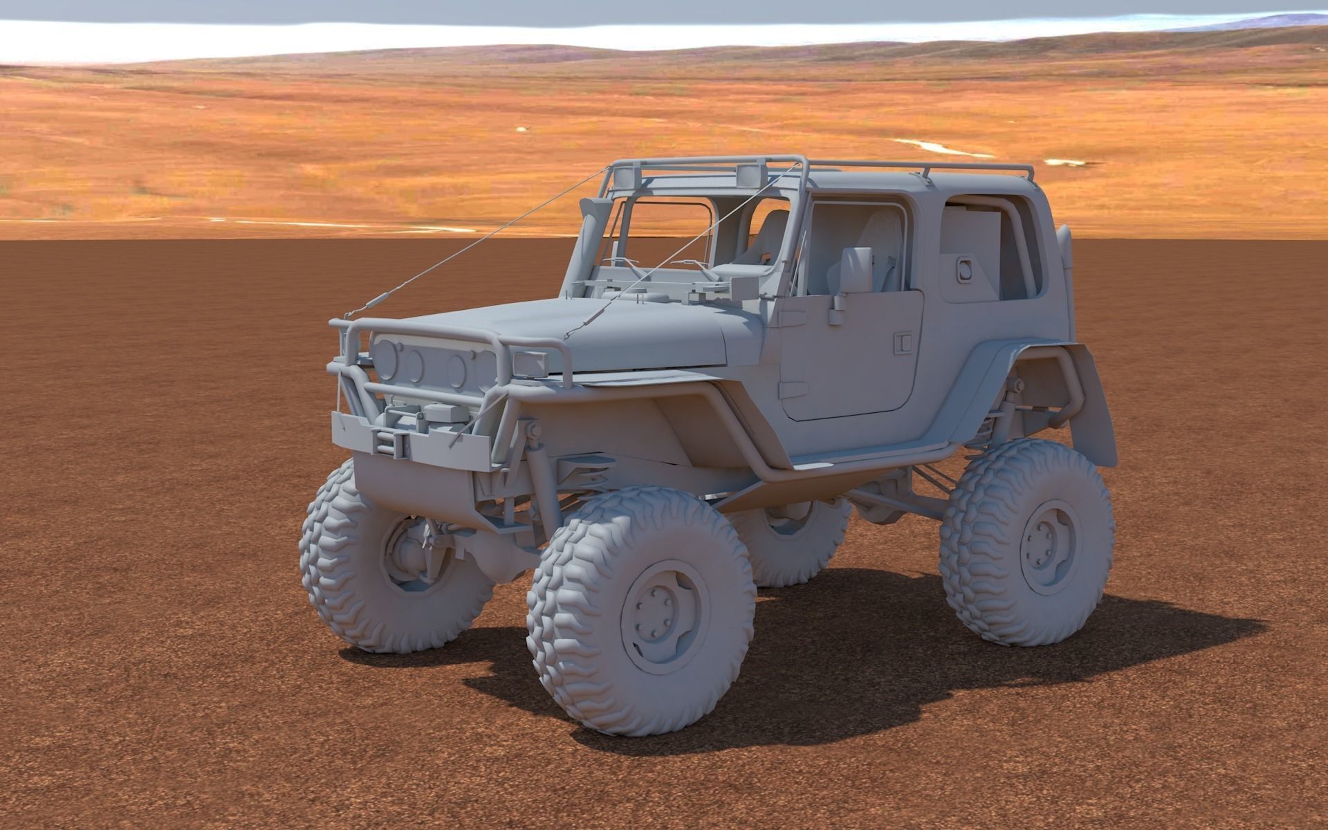 Jeep Wrangler Custom Off-Road Low-poly 3D model_7