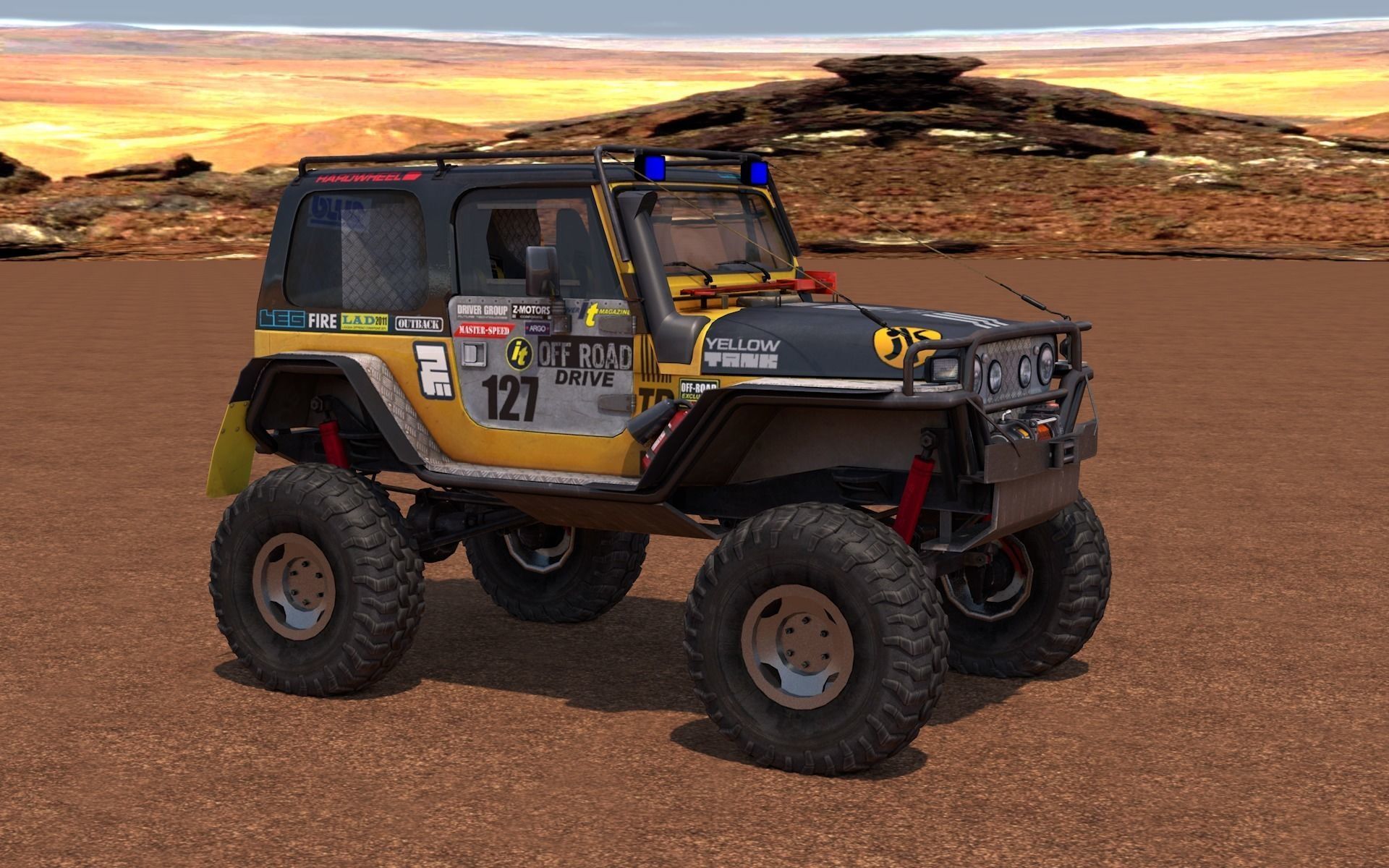 Jeep Wrangler Custom Off-Road Low-poly 3D model_1