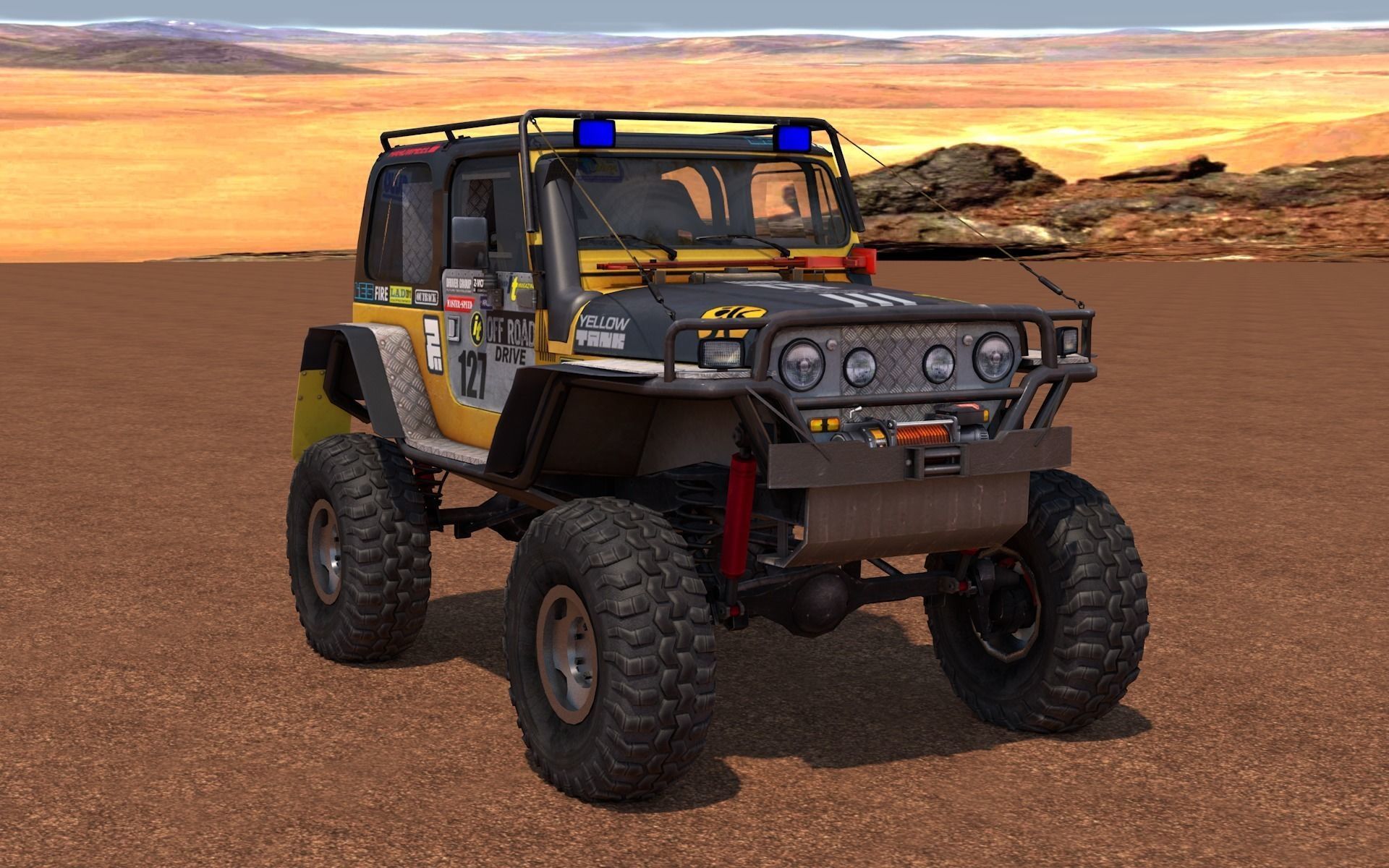 Jeep Wrangler Custom Off-Road Low-poly 3D model_4