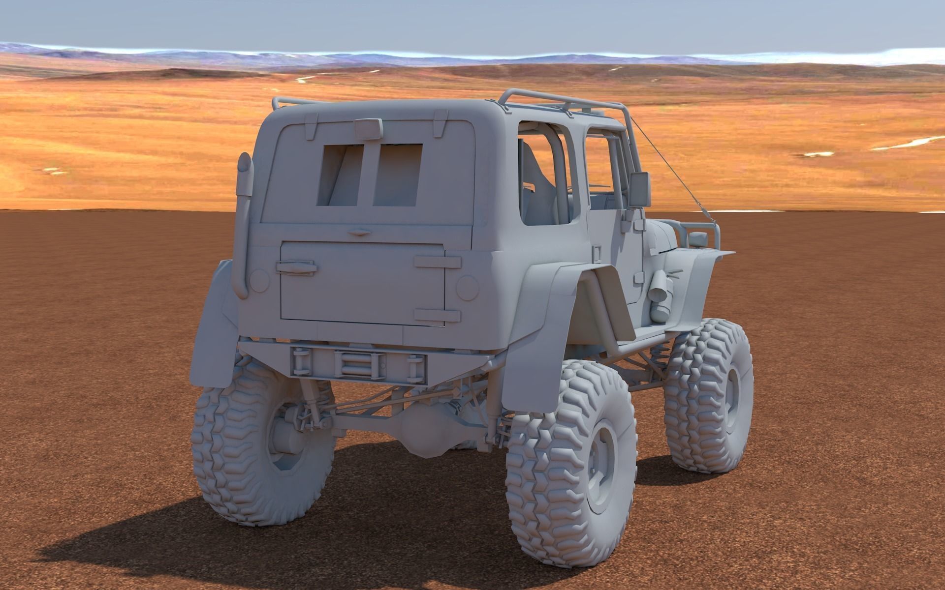 Jeep Wrangler Custom Off-Road Low-poly 3D model_10