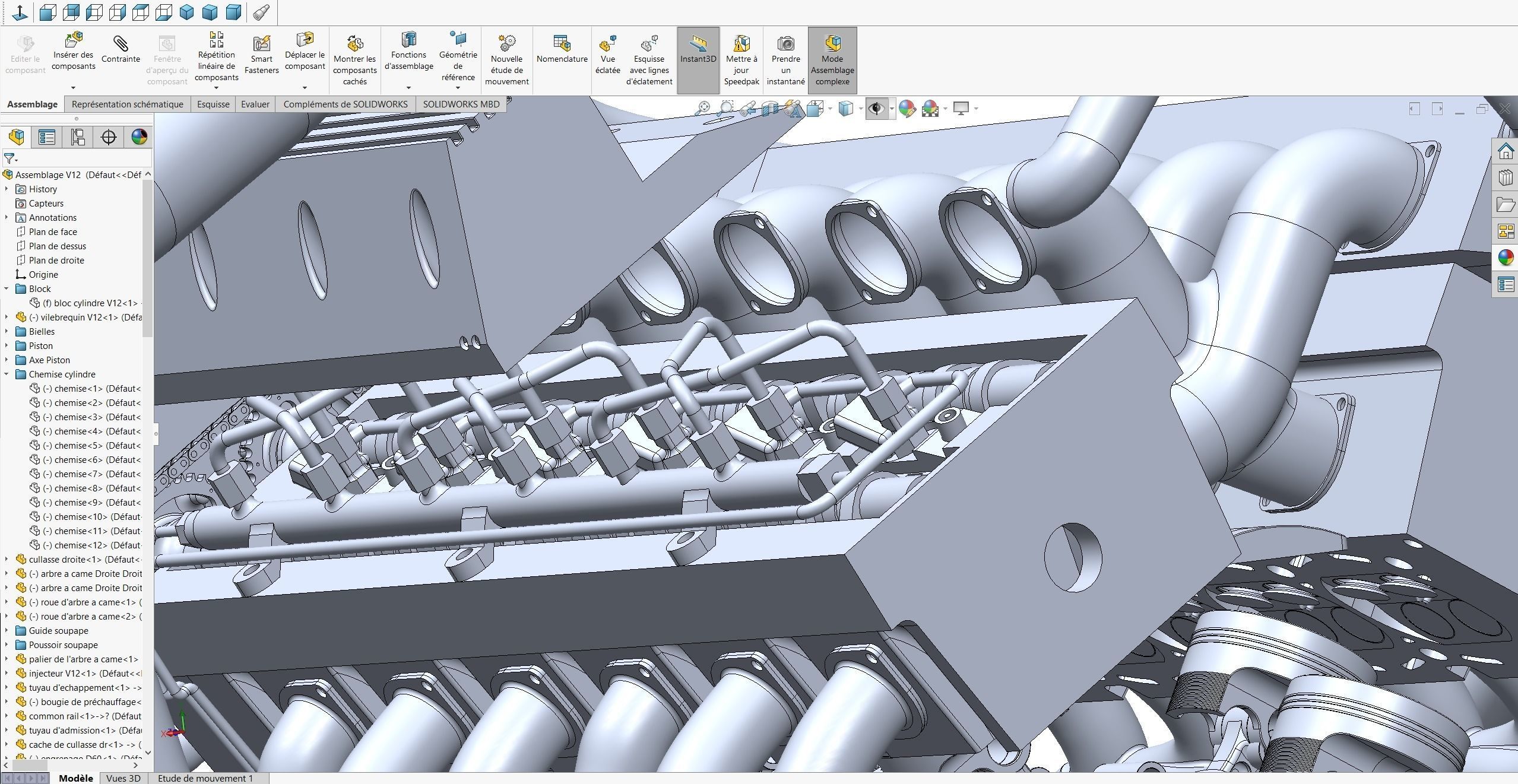 V12 Engine Model with native file Solidworks  3D model_11